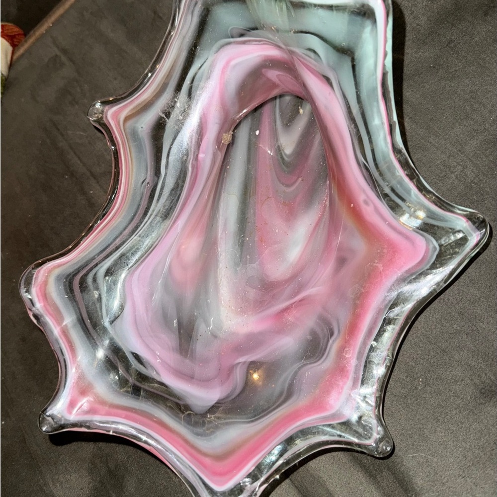 Vintage 1960’s MURANO Italy Large Centerpiece Glass Bowl Hand Blown